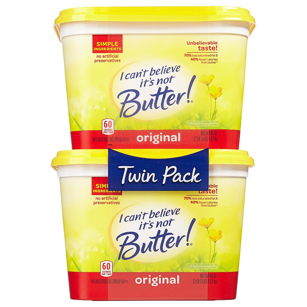 I Can't Believe It's Not Butter Original Spread, 2/45 oz (5.62 lbs) - Image 1
