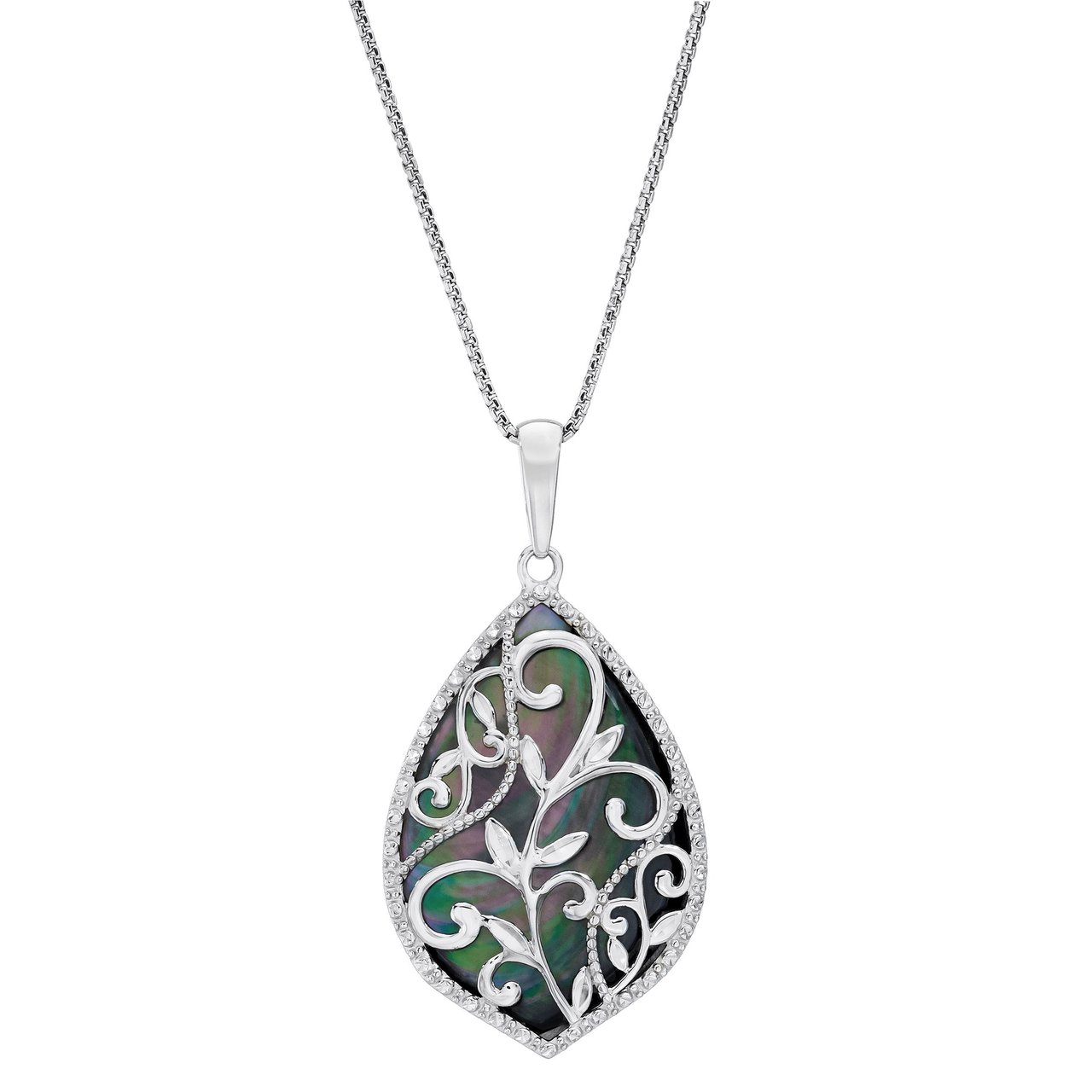 14kt White Gold Mother of Pearl Teardrop Necklace - Image 1