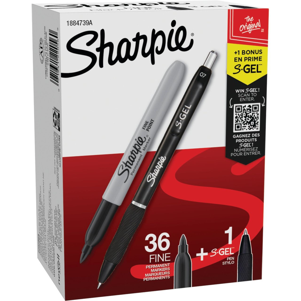 Sharpie Black Fine Point Permanent Markers, 36-Count with Bonus Gel Pen