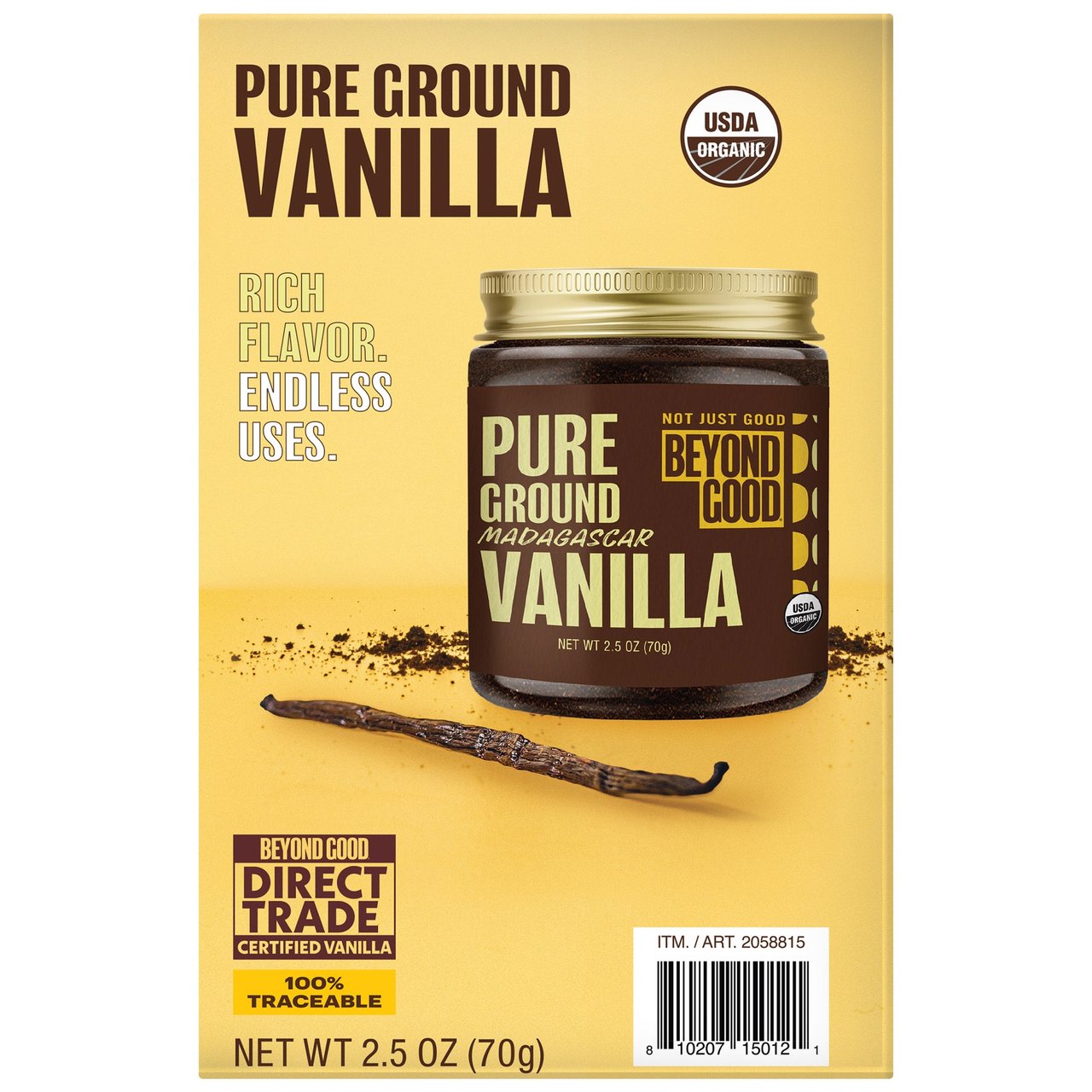 BEYOND GOOD ORGANIC PURE GROUND VANILLA 2.5 OUNCE CONTAINER - Image 1