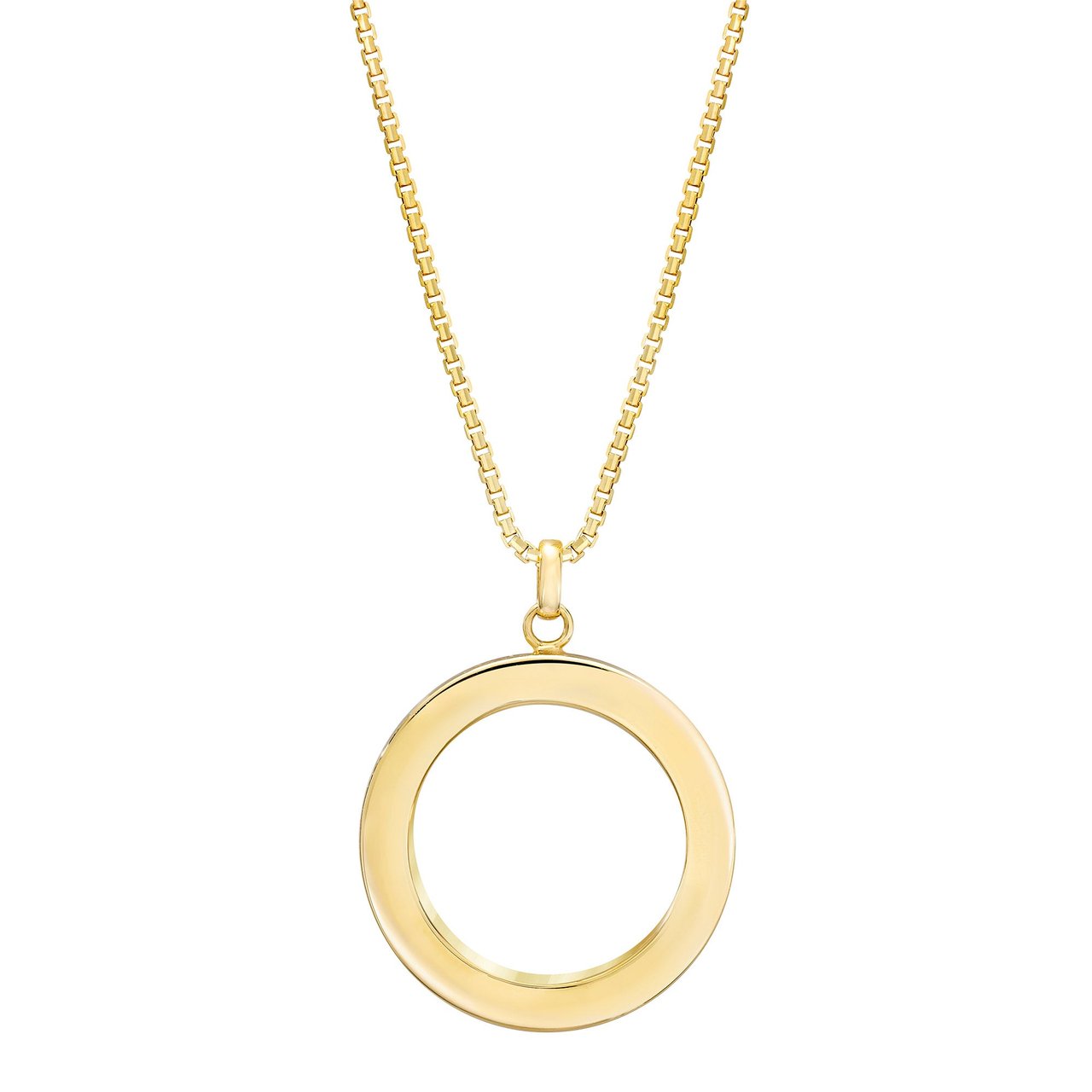 14kt Yellow Gold Circle Pendant 18" Made in Italy - Image 1