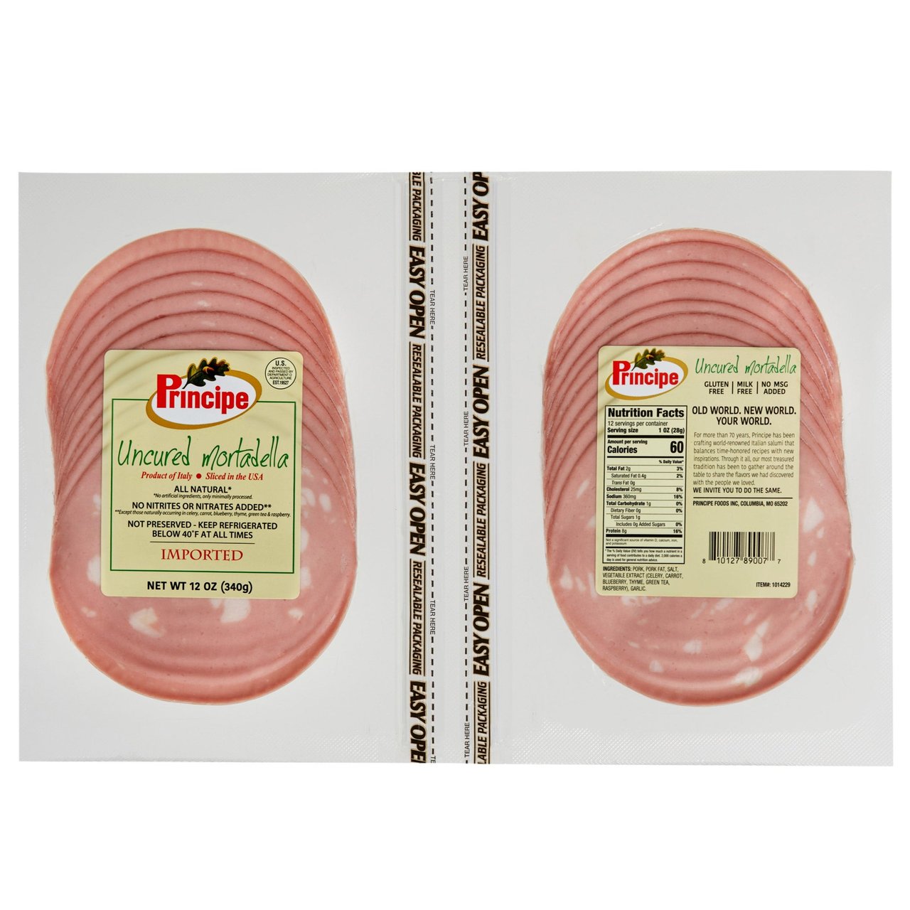 Principe Uncured Mortadella 2 Pack, 6 Ounces Each