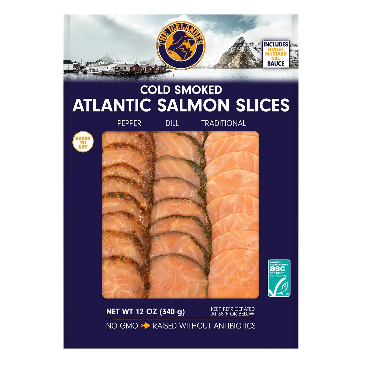 The Icelander Cold Smoked Atlantic Salmon Slices, Variety Pack, 12 oz - Image 1