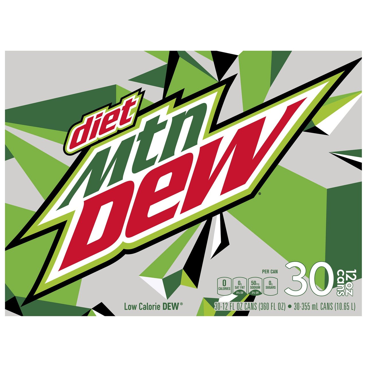 Diet Mountain Dew, 30-Pack 12 oz Cans - Image 1