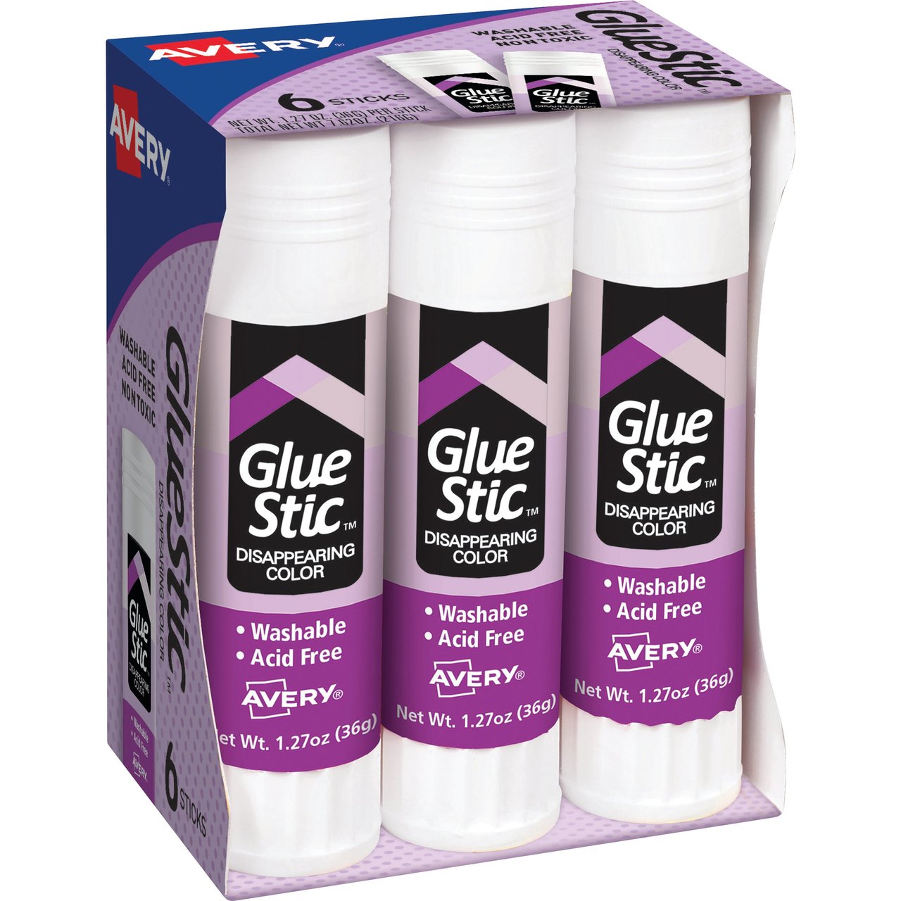 Avery 12-Pack Purple Disappearing Glue Sticks, AVE98071KT, 2-Count - Image 1