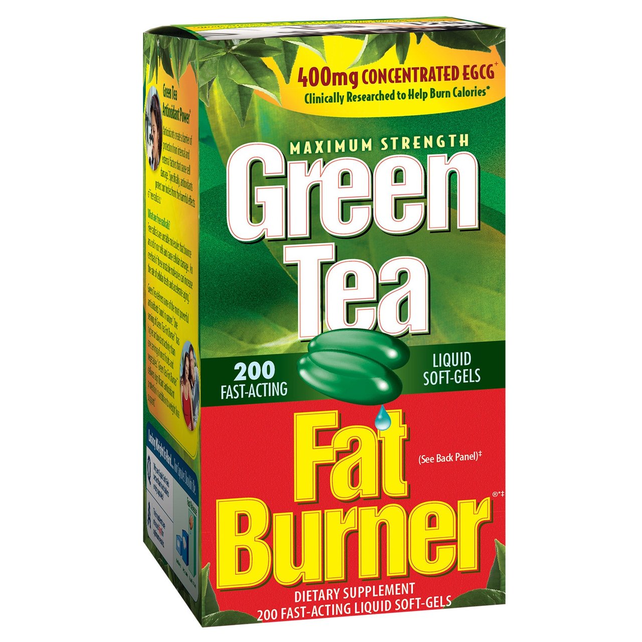 Green Tea Fat Burner Maximum Strength, 200 Liquid Soft-Gels - Image 1