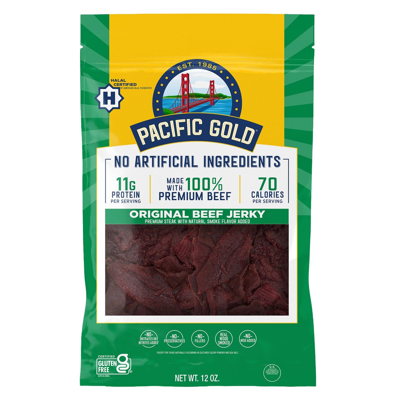 Pacific Gold Halal Beef Jerky 12 oz - Image 1