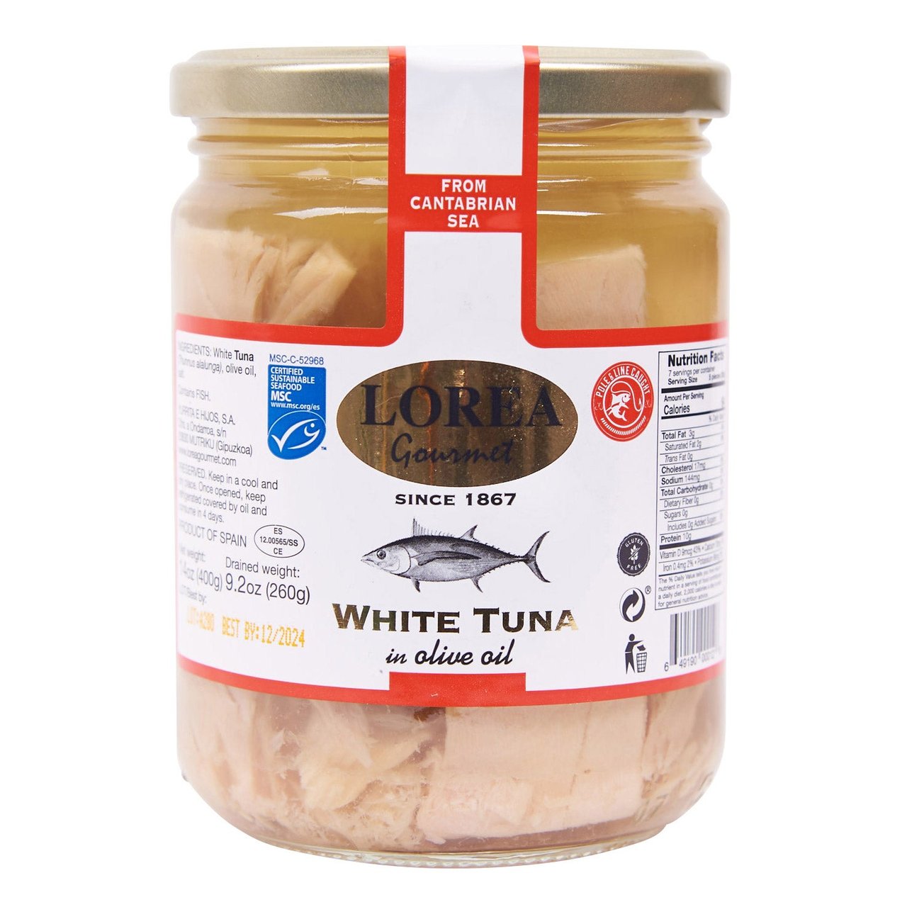 Lorea Gourmet White Tuna in Olive Oil, 14.1 oz - Image 1