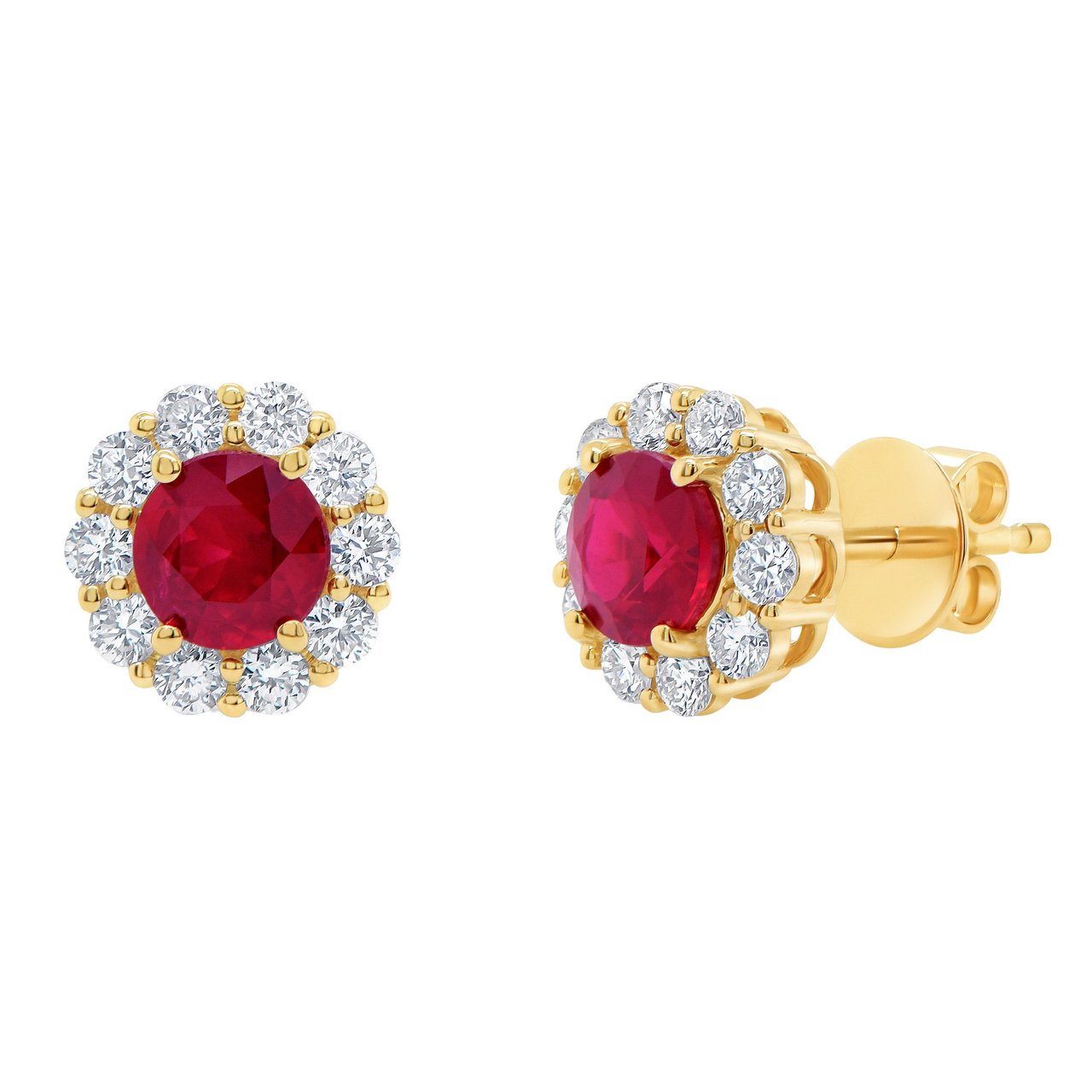 14KT YELLOW GOLD 0.38CTW DIAMOND & RUBY EARRINGS - Image 1