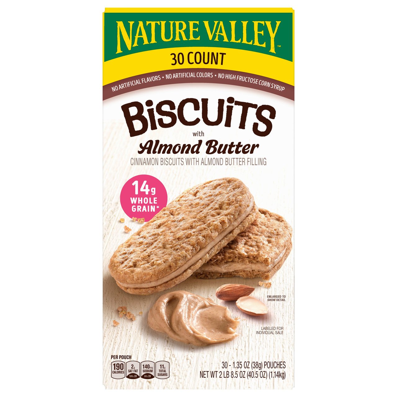 Nature Valley Biscuits with Almond Butter, 1.35 oz, 30-Count - Image 1