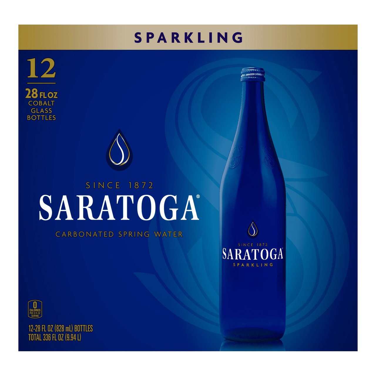 Saratoga Sparkling Water, 12-Pack, 28 fl oz Glass Bottles - Image 1