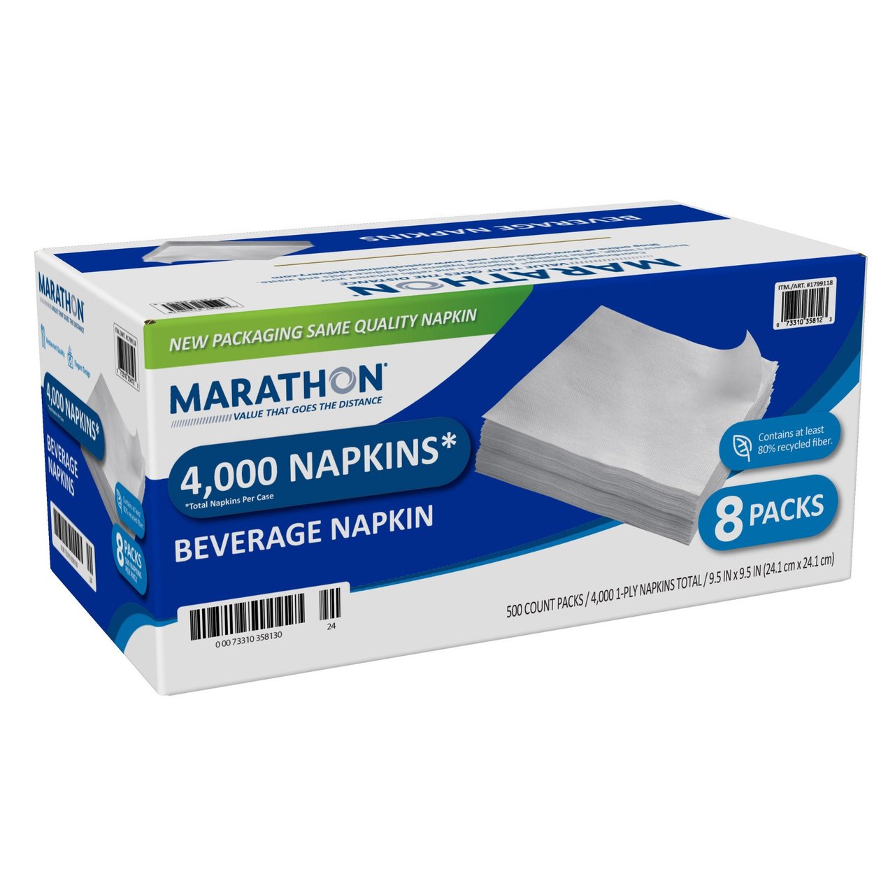 Marathon 1-Ply Beverage Napkin 4000 CT - Image 1