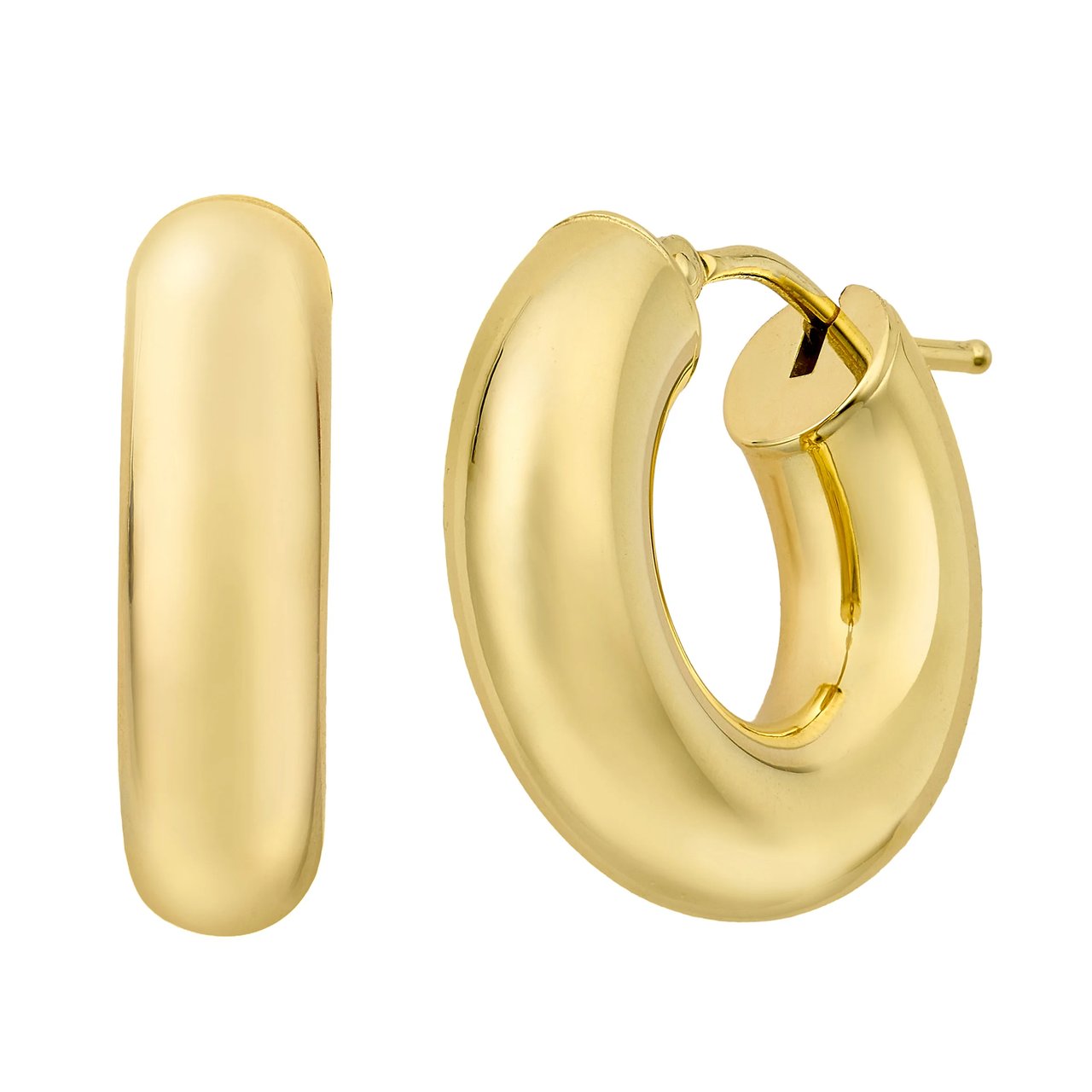 14kt Yellow Gold Huggie Hoop Earrings, Made in Italy - Image 1