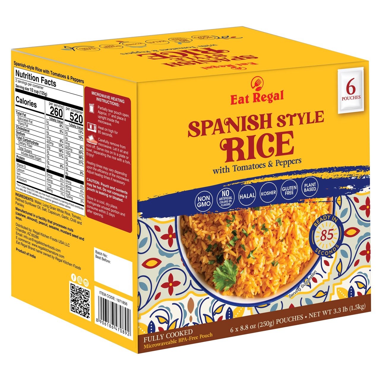 Eat Regal Gourmet Spanish Style Rice, 6 Pack, 8.8 oz Each - Image 1