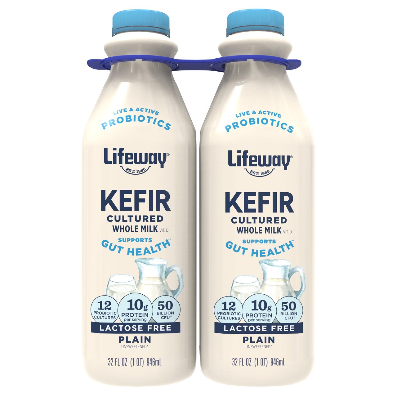 Lifeway Whole Milk Plain Kefir, 2 x 32 oz Bottles - Image 1