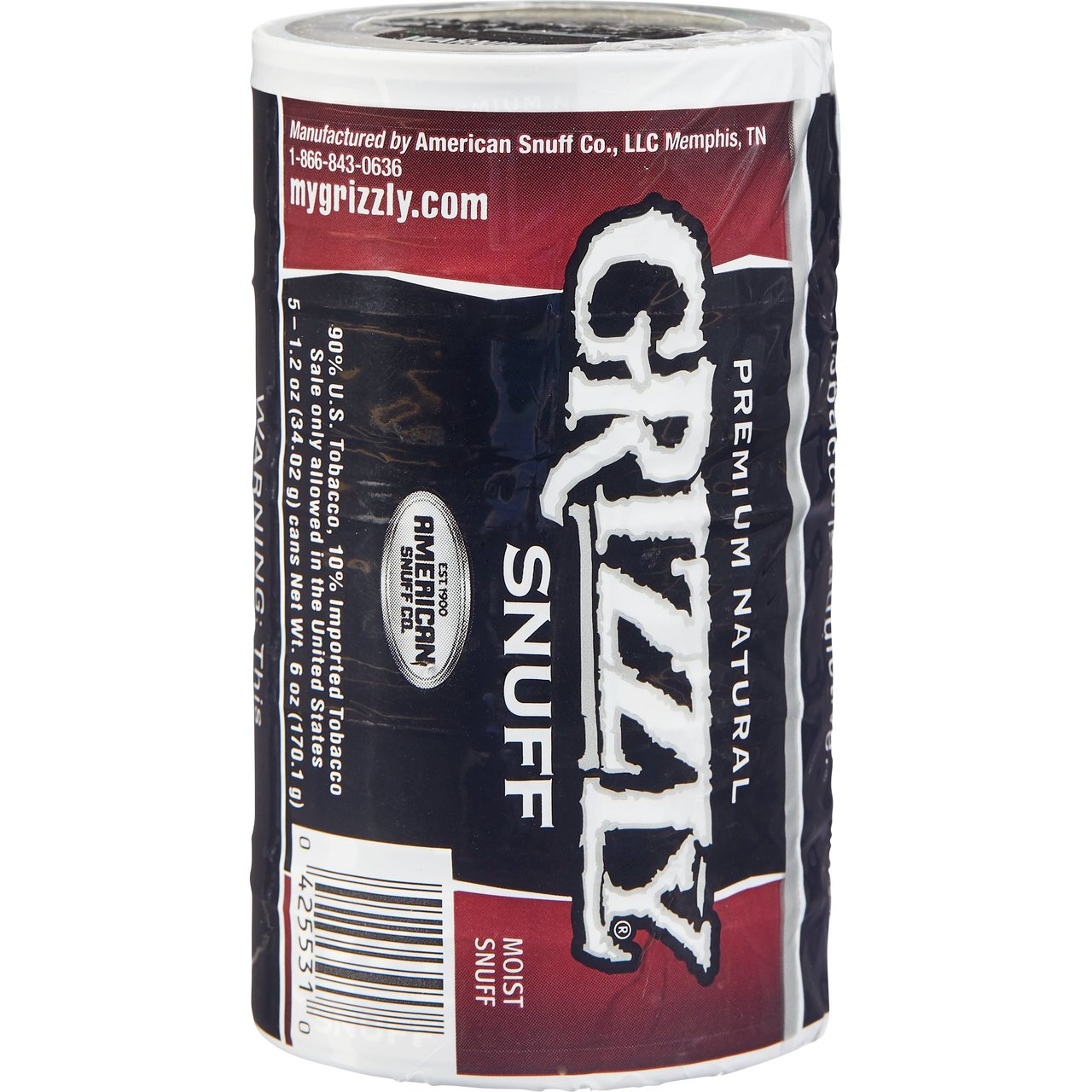 Grizzly Natural Snuff 5-Pack (1.2 oz Each) - Image 1
