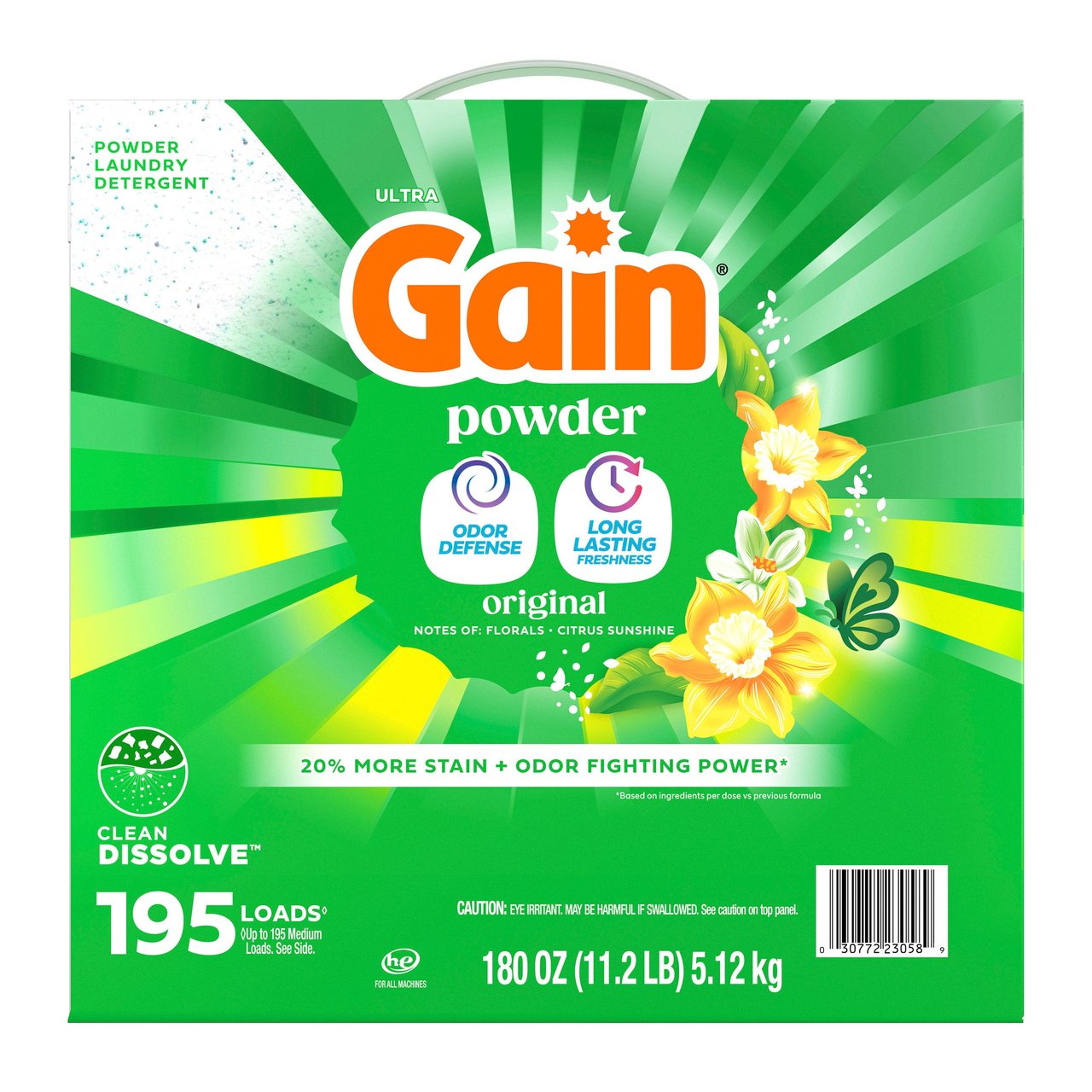 Gain Original Powder Laundry Detergent, 195 Loads, 180 oz - Image 1