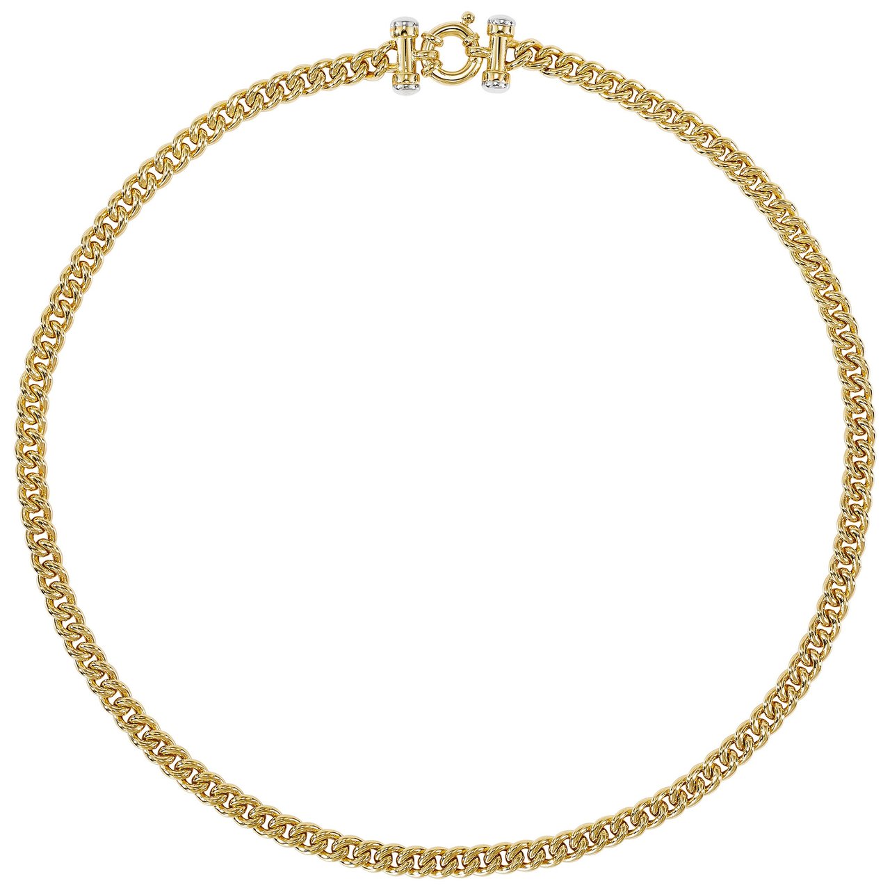 14kt Two-Tone Gold 18" Curb Link Necklace Made in Italy - Image 1