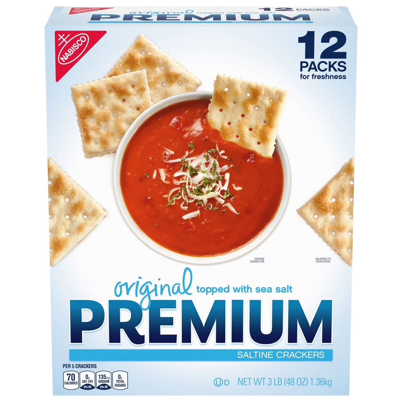 Nabisco Premium Saltine Crackers, Original, 48 oz, 12-Count - Image 1