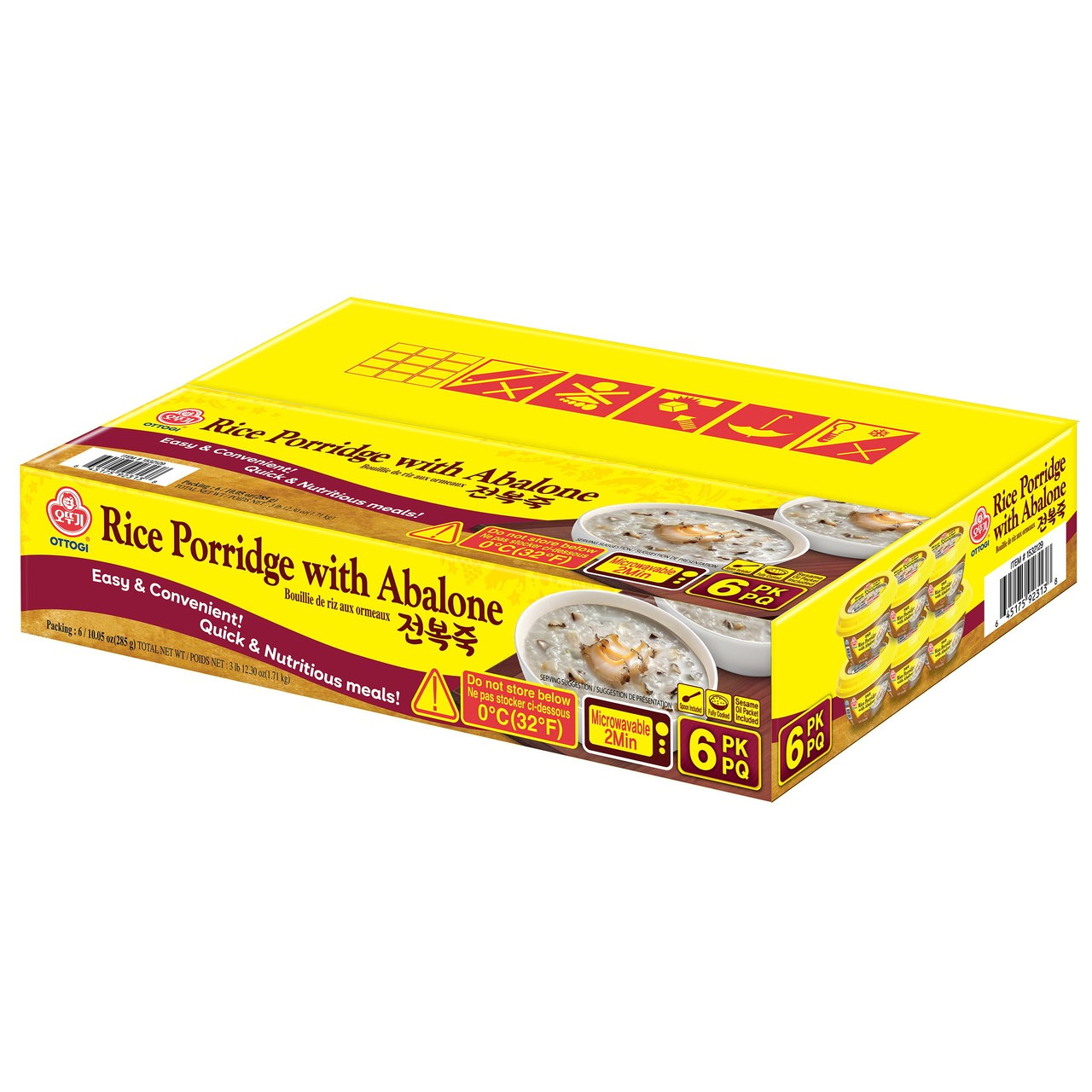 Ottogi Rice Porridge with Abalone, 6 Cups, 10.1 Ounces Each