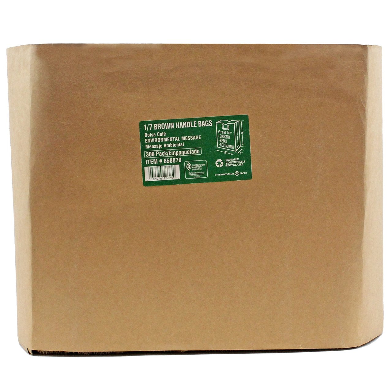 International Paper 1/7 Handle Sack, 300 Count - Image 1