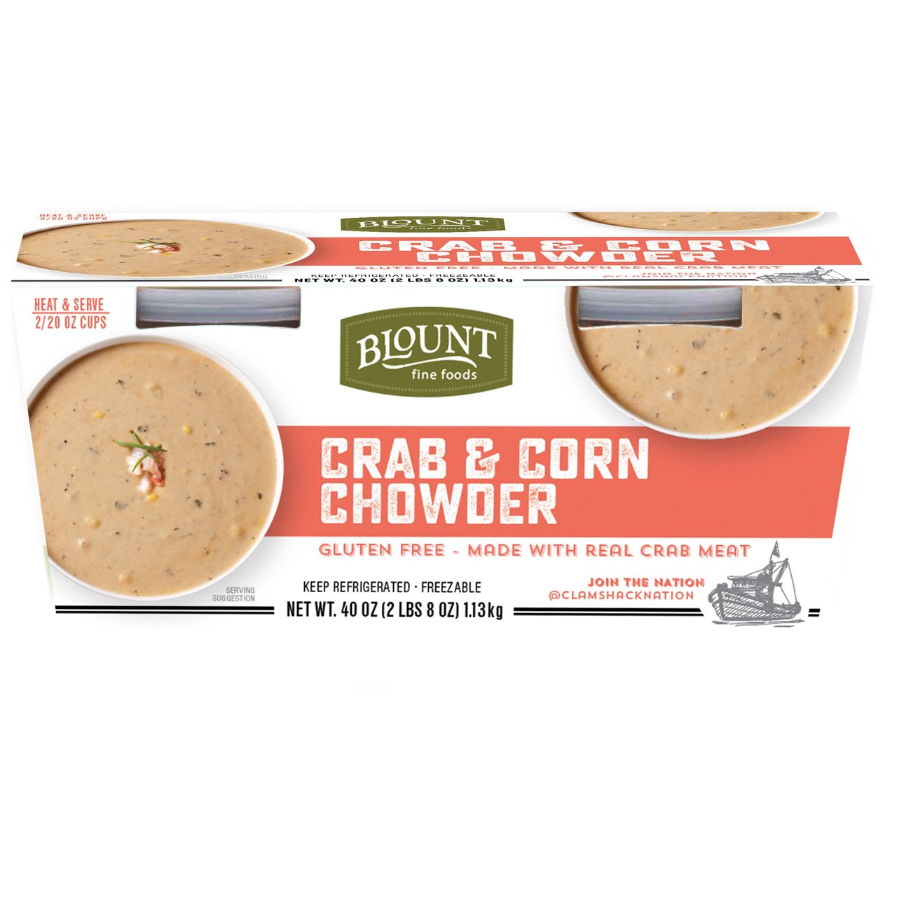 Blount Crab & Corn Chowder 2/20 oz (2.5 lbs)