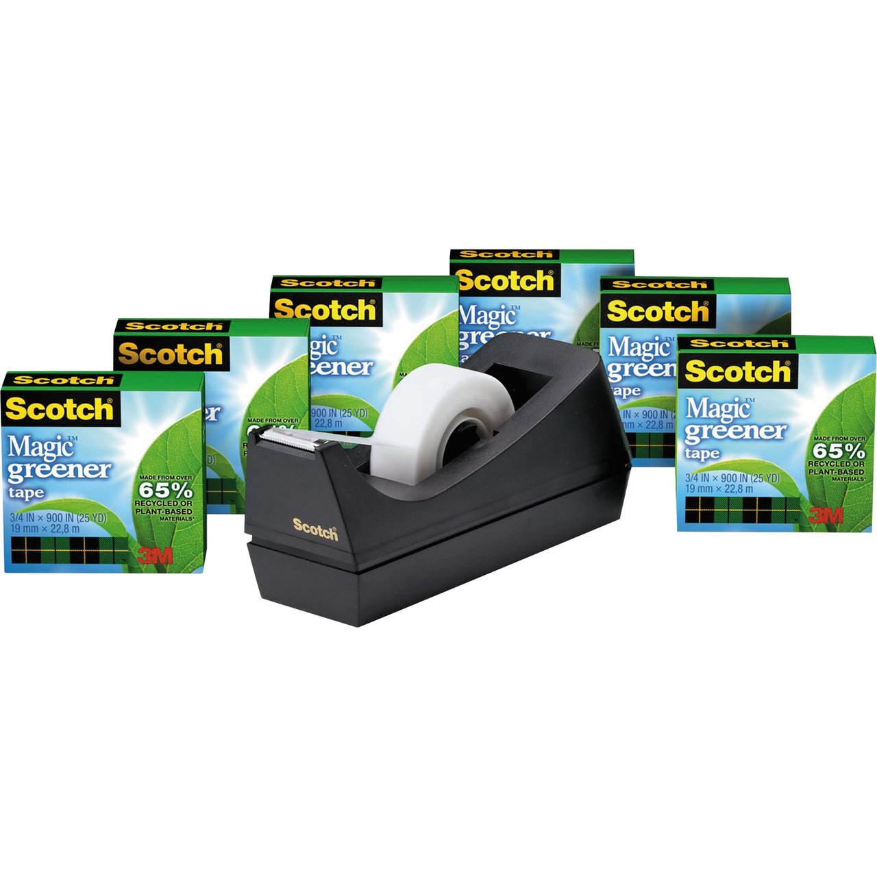 3M Scotch Magic Greener Tape with C38 Dispenser, 6-Pack