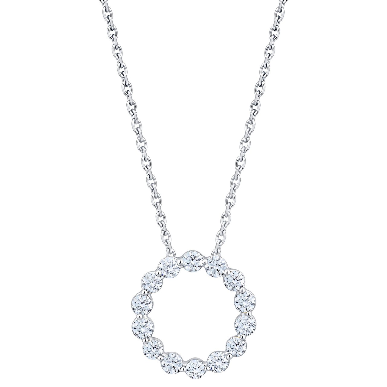 14K WHITE GOLD VS2 I 0.50CTW ROUND CIRCLE PENDANT - Image 1