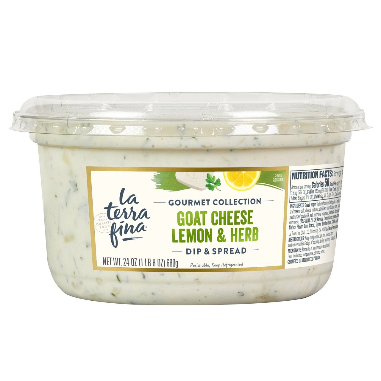 La Terra Fina Goat Cheese Lemon & Herb Dip & Spread, 24 oz - Image 1
