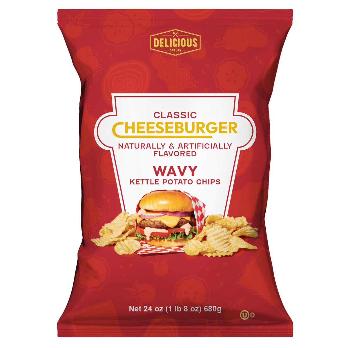 Delicious Snacks Classic Cheeseburger Wavy Kettle Potato Chips, 24 oz - Image 1