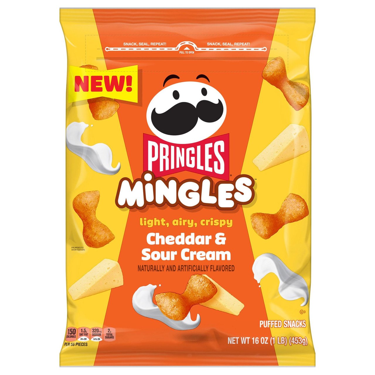 Pringles Mingles Cheddar & Sour Cream Puffed Snacks, 16 oz - Image 1