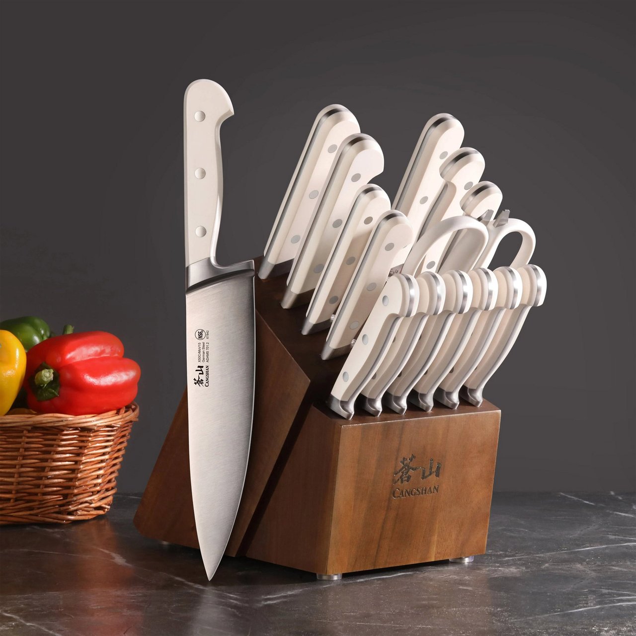 Cangshan Adams German Steel Knife Block, 15 Piece