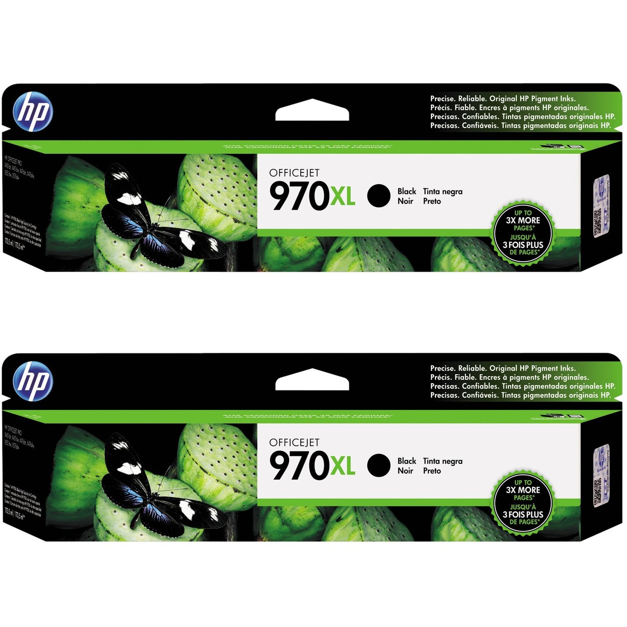 HP 970XL Black Ink Cartridges, 2-Pack (CN625AM) - Image 1