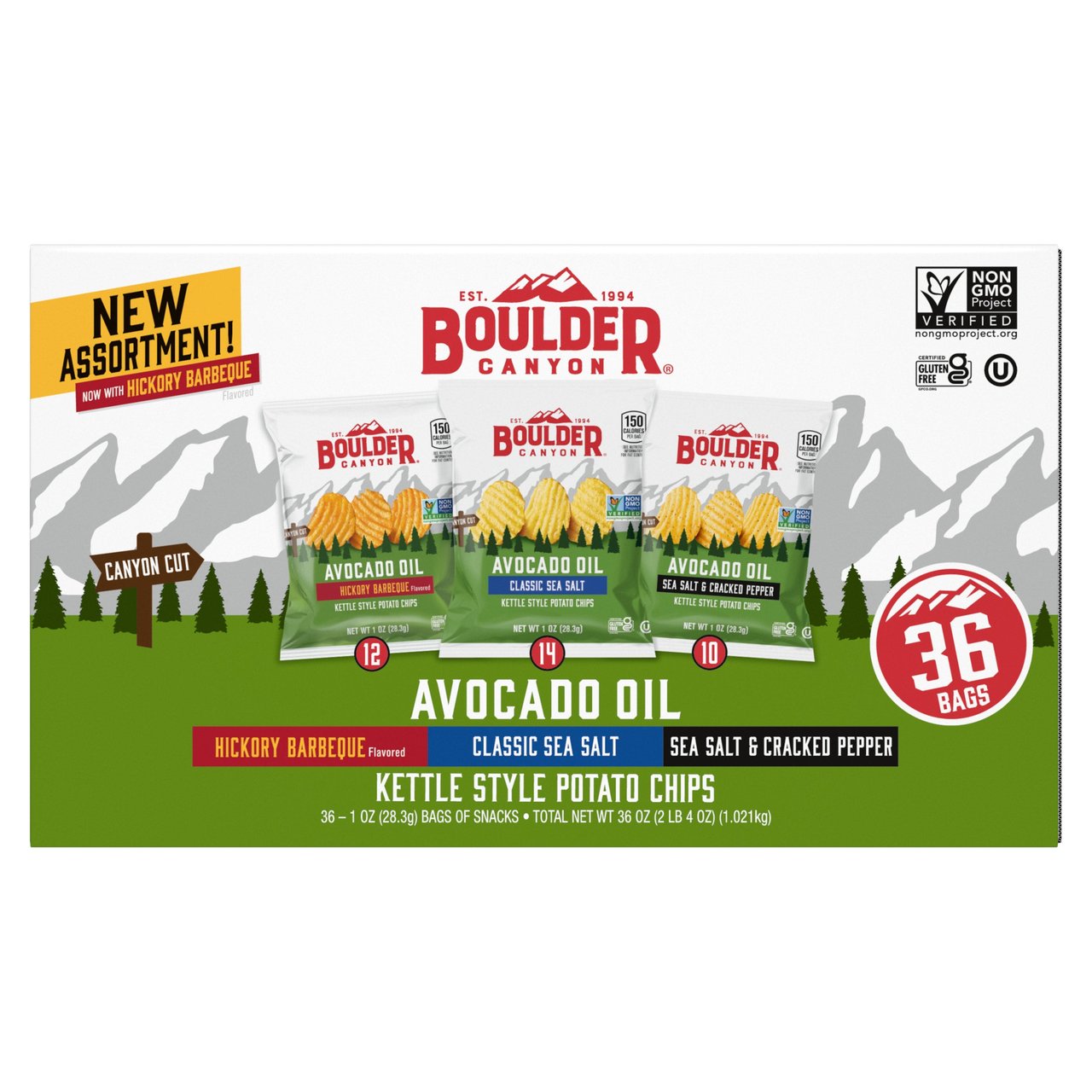 BOULDER CANYON VARIETY PACK W/ BBQ 36CT/1OZ (2.25LBS) - Image 1