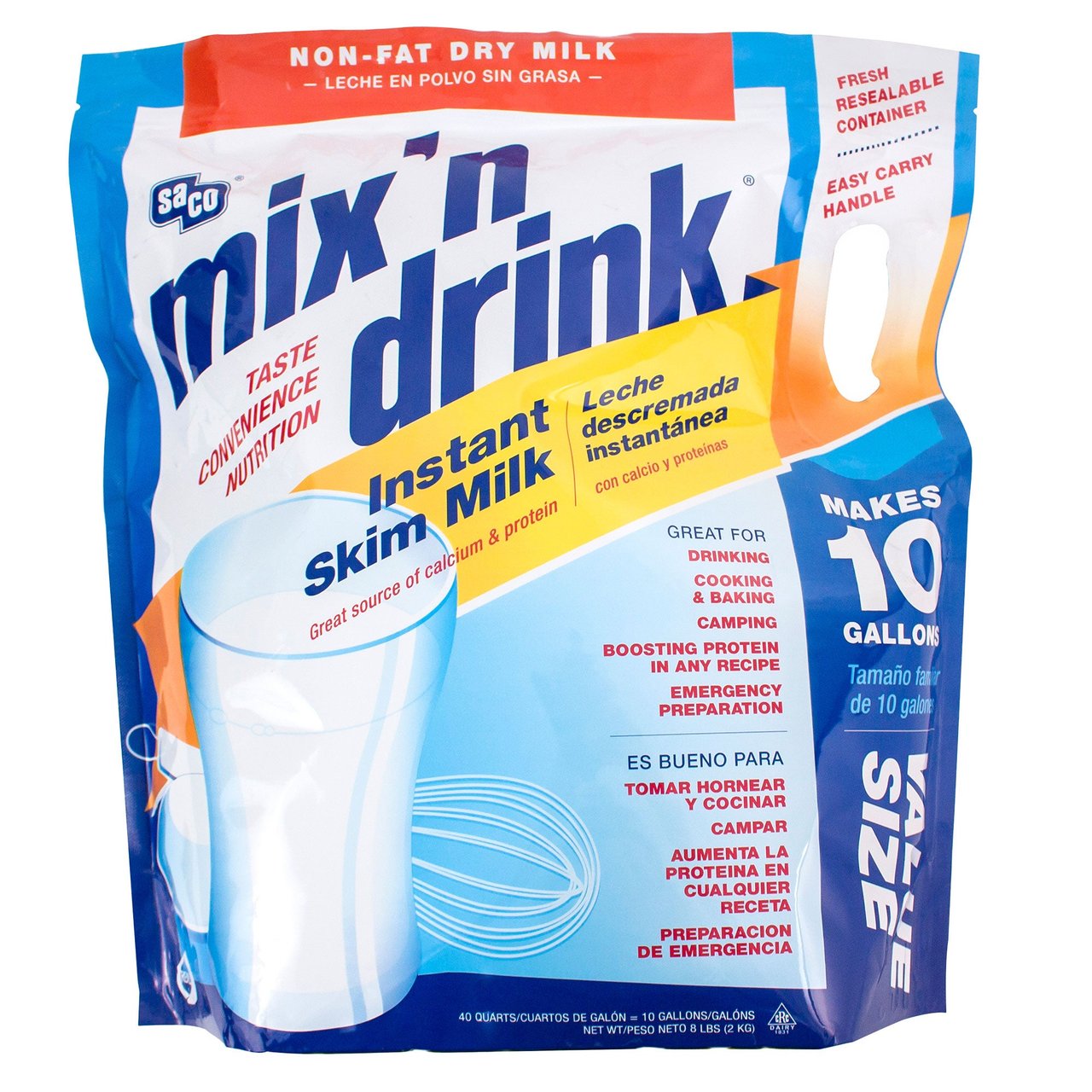 SACO Mix'n Drink Non-Fat Dry Milk 8 lb - Image 1