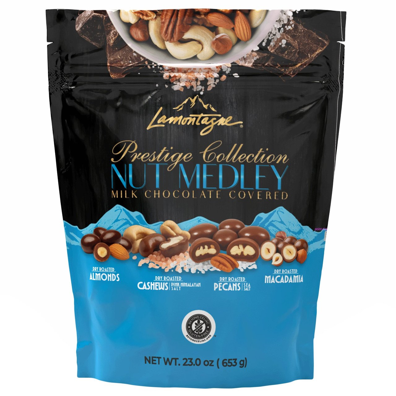 LAMONTAGNE MILK CHOC NUT MEDLEY 23 OZ - Image 1