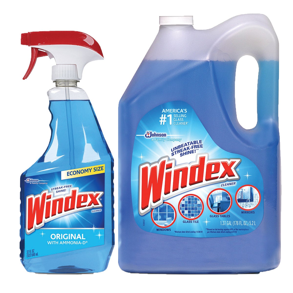 Windex Original Glass Cleaner, 32 oz. Trigger Spray + 176 oz. Refill - Image 1