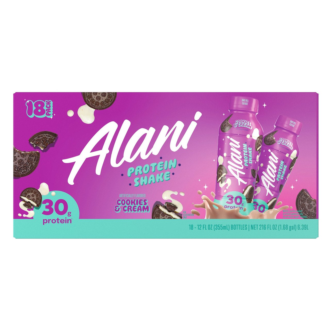 Alani Nu Protein Shake, Cookies & Cream, 18-Pack / 12 fl oz - Image 1