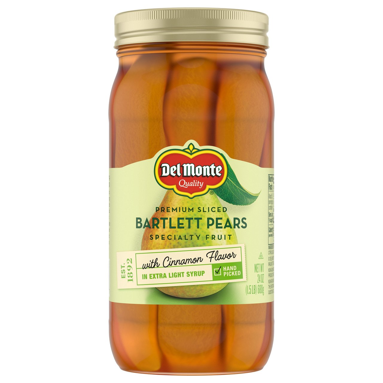 Del Monte Premium Sliced Bartlett Pears with Cinnamon Flavor in Extra Light Syrup, 4 x 24 oz (6 lbs) - Image 1