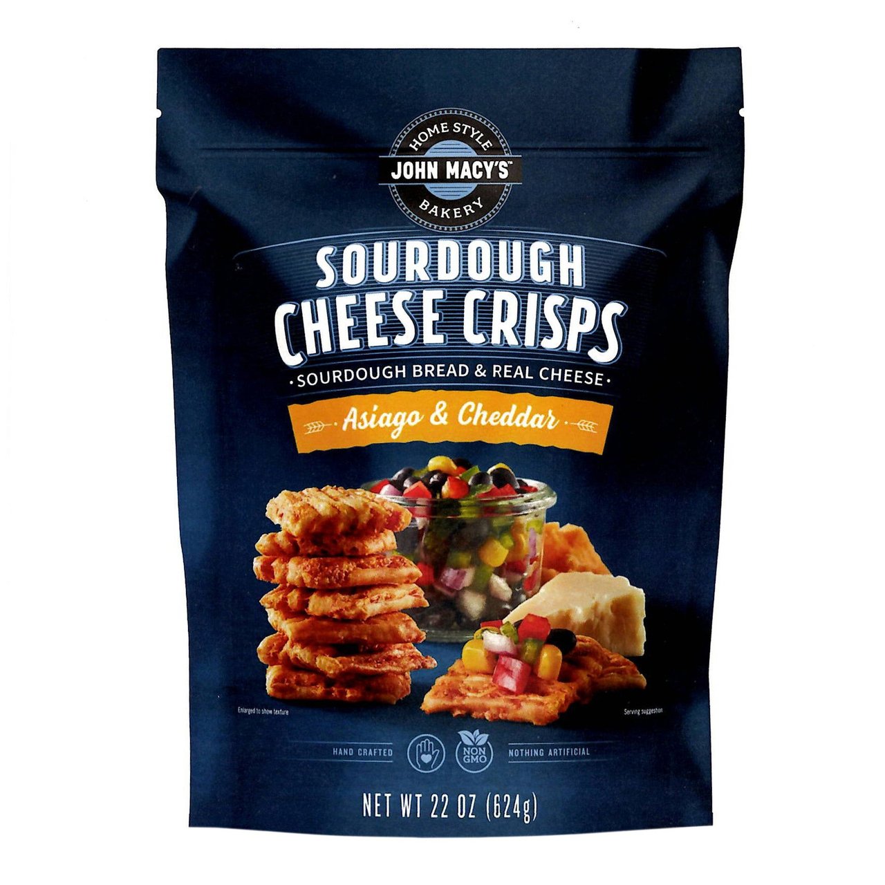 John Wm. Macy's Asiago & Cheddar Cheese Crisps 22 Ounce Bag - Image 1