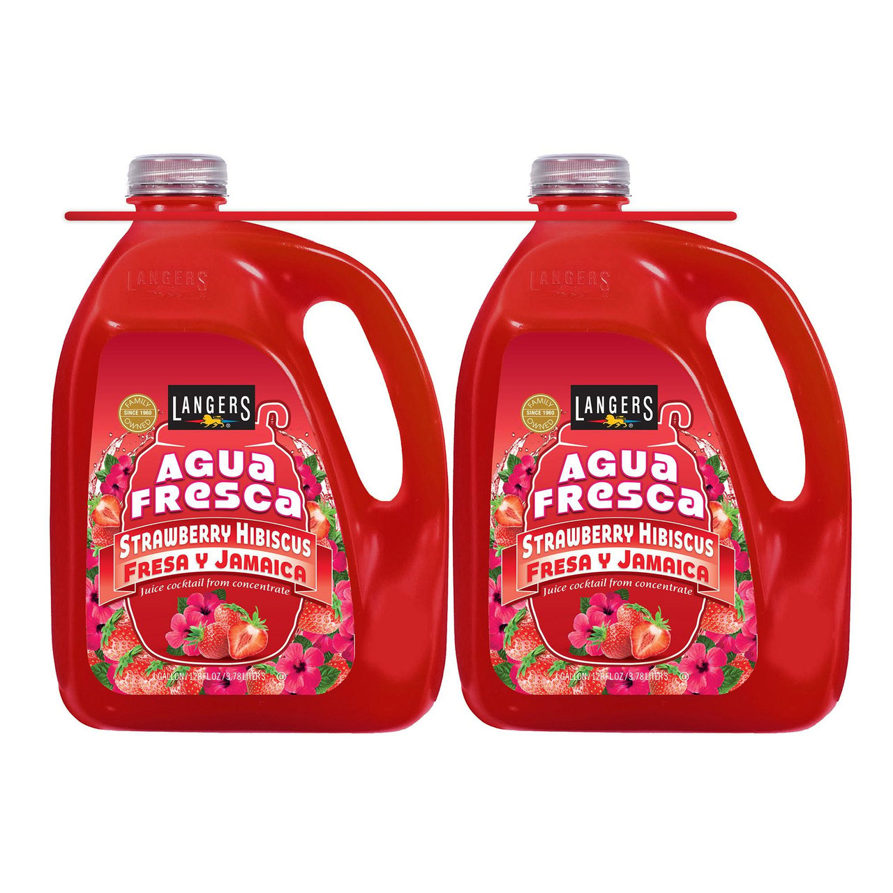 Langers Agua Fresca Strawberry Hibiscus 2/128 oz - Image 1