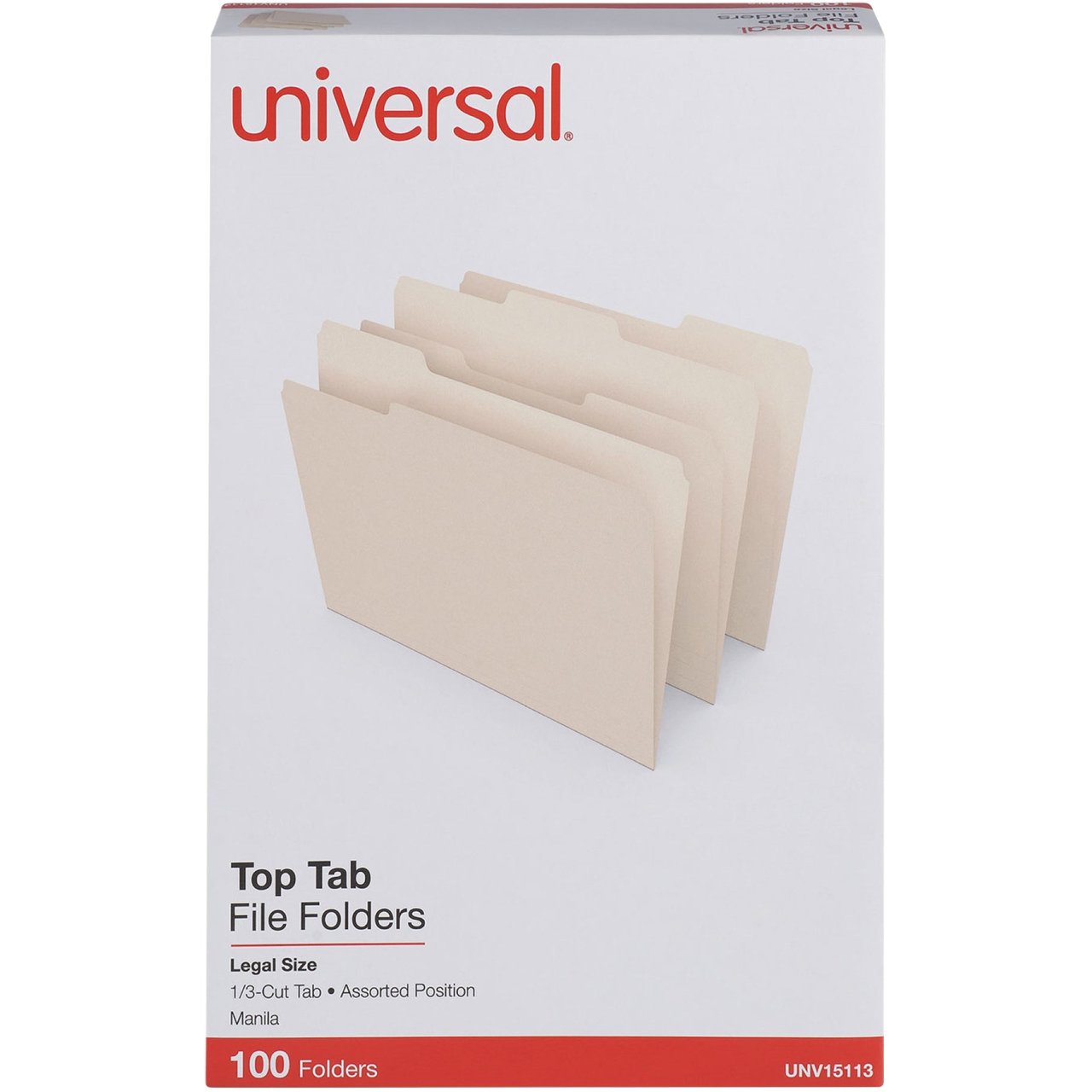 Universal Legal Top-Tab File Folders, Manila, 100-Count (UNV15113) - Image 1