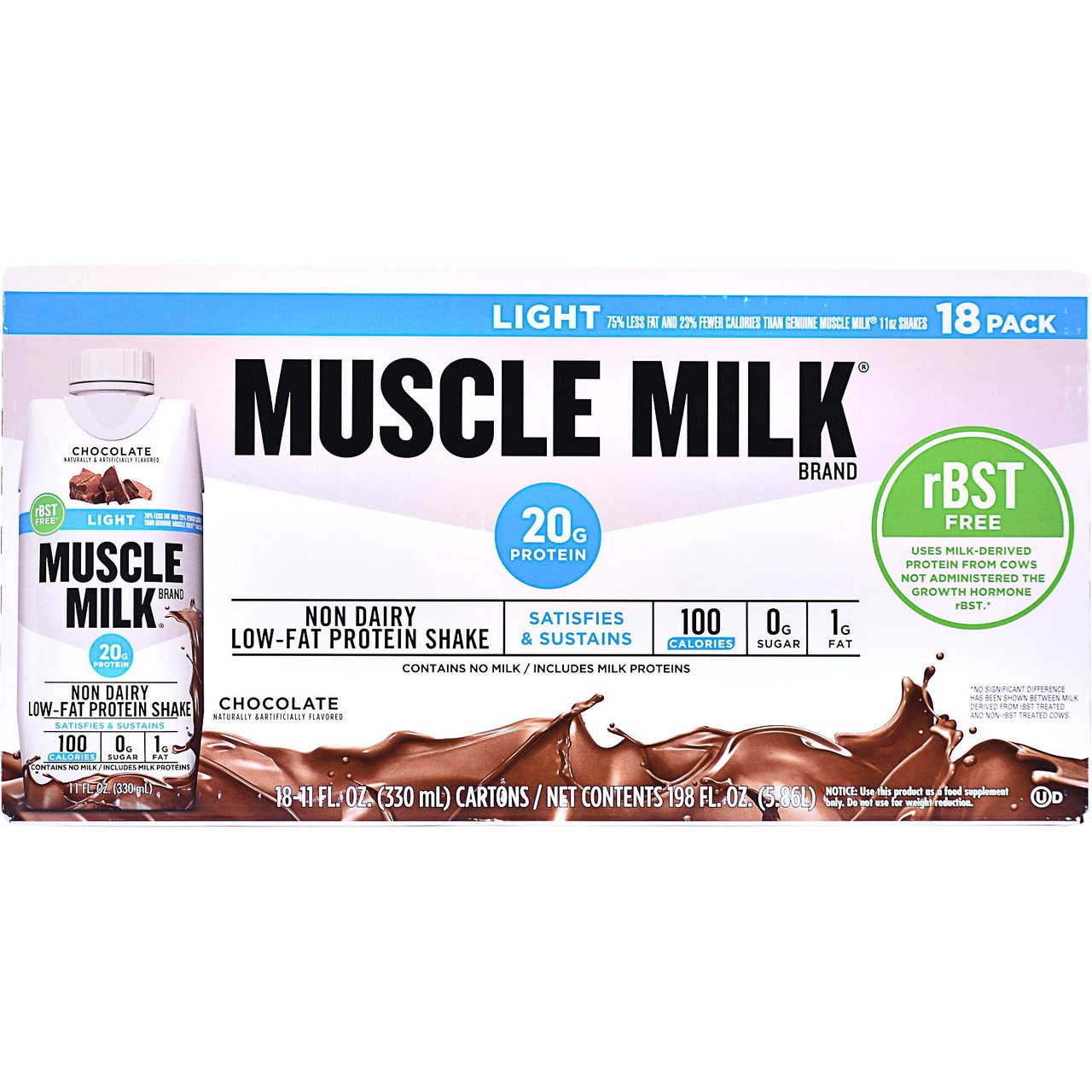 Muscle Milk Protein Shake Chocolate 18 Pack - Image 1
