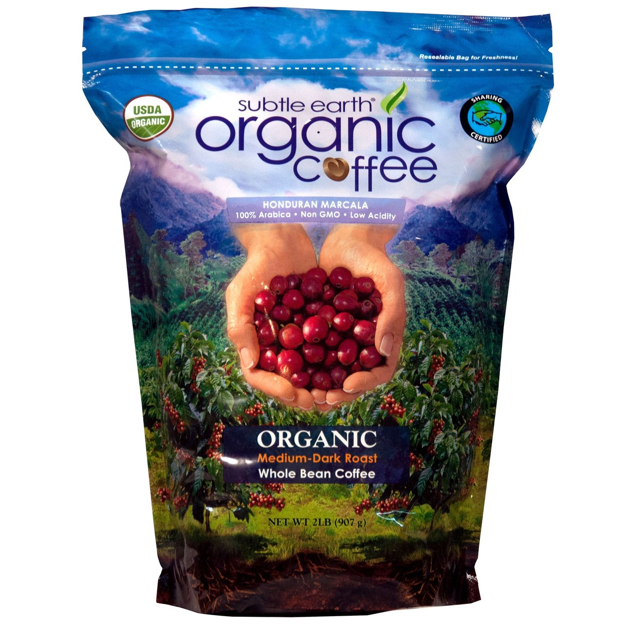 Subtle Earth Organic Medium-Dark Roast Whole Bean Coffee, 2 lb - Image 1