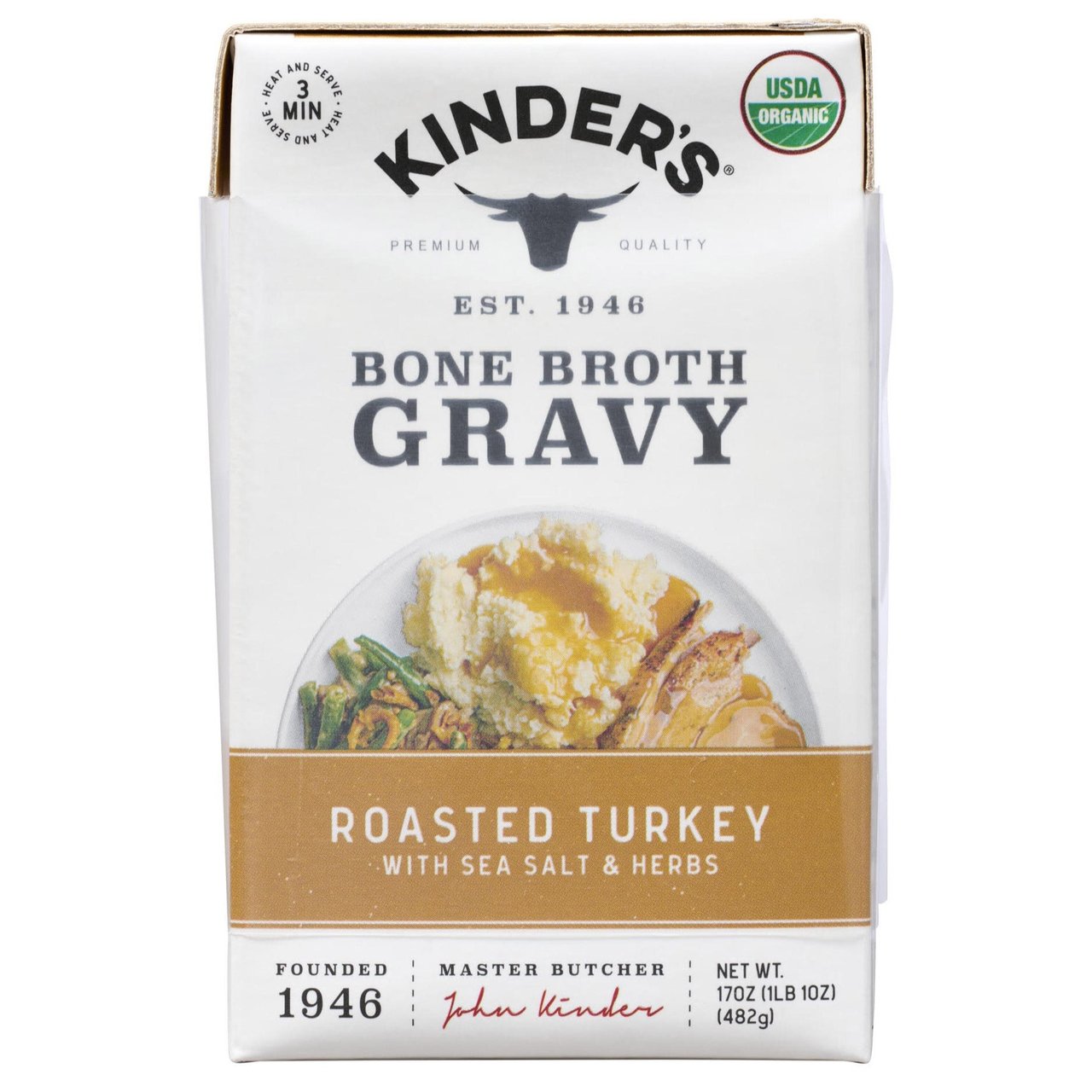 Organic Kinder's Roasted Turkey Bone Broth Gravy 2 Pack, 17 Ounces Each - Image 1