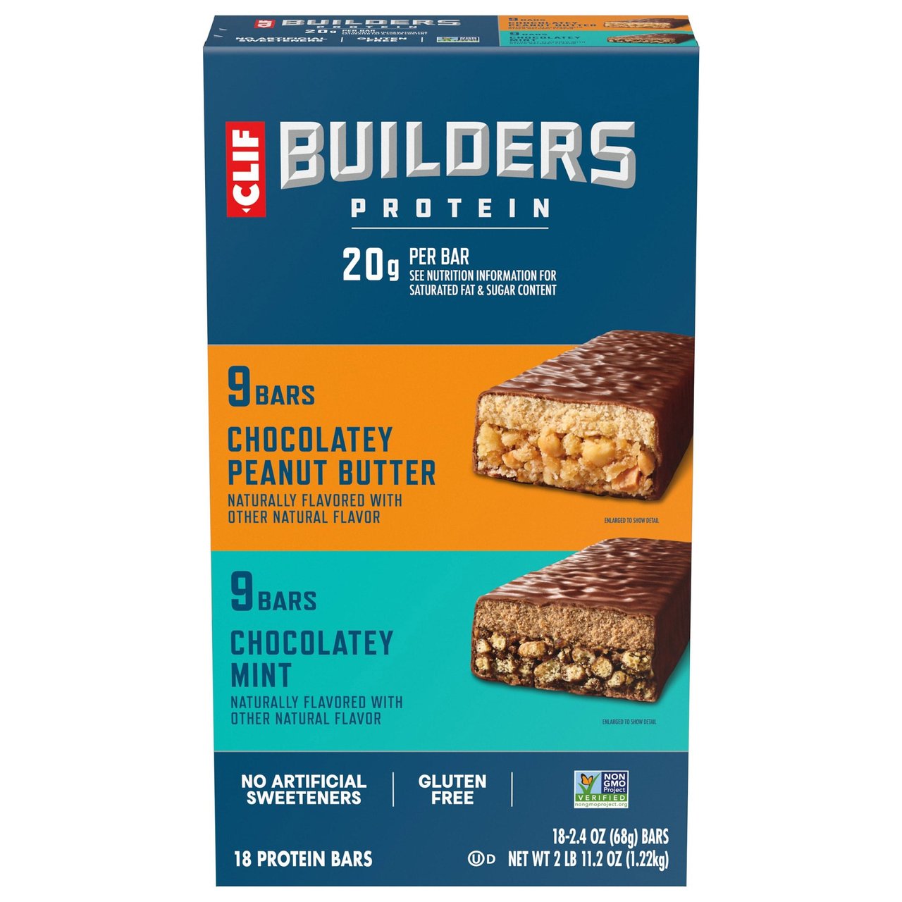 Clif Builder's Protein Bar Variety Pack, 18 Count, 2.4 oz - Image 1