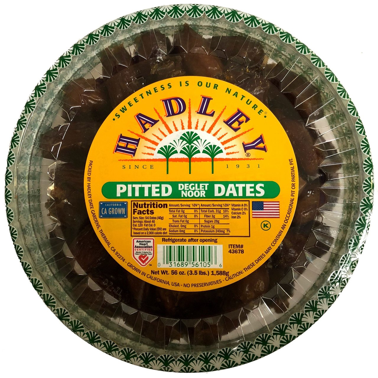 Deglet Noor Dates Whole Pitted 3.5 lb - Image 1