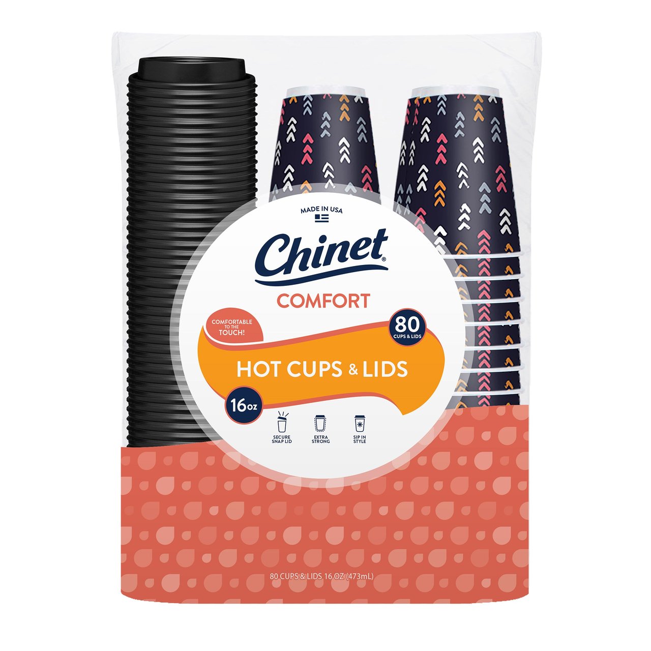 Chinet Comfort Insulated Cups & Lids 80/16 oz - Image 1