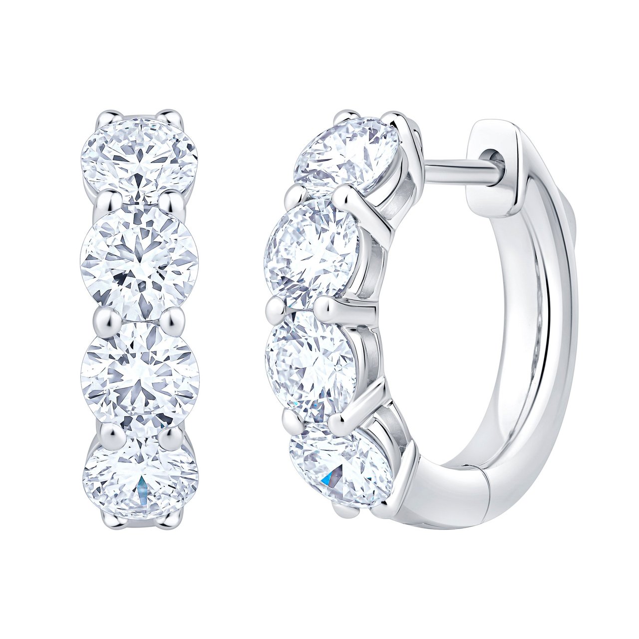 14kt White Gold VS2 I 2.00 ctw Round Diamond Hoop Earrings - Image 1