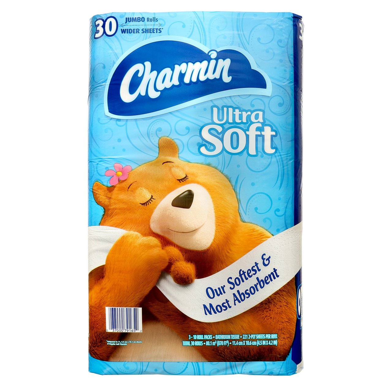 Charmin Ultra Soft Bathroom Tissue, 30 Jumbo Rolls, 221 Sheets per Roll, 870 sq ft - Image 1